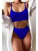 Angelsin Yüksek Bel Fitilli Kumaş Bikini Altı Saks Saks