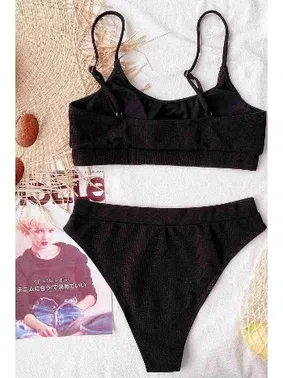 Angelsin Fitilli Kumaş Yüksek Bel Tankini Bikini Takım Angelsin 4371 - Alternatif Görünüm