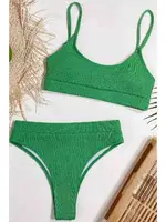 Yüksek Bel Fitilli Kumaş Tankini Bikini Üstü Angelsin 43719 Yeşil detay görünüm