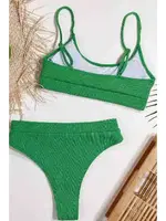 Yüksek Bel Fitilli Kumaş Tankini Bikini Üstü Angelsin 43719 Yeşil farklı açı