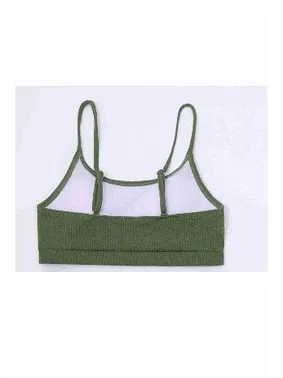 Angelsin Angelsin Yüksek Bel Özel Kumaş Tankini Bikini Üstü Yeşil - Alternatif Görünüm