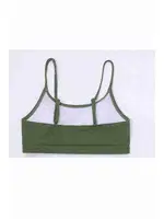 Angelsin Yüksek Bel Özel Kumaş Tankini Bikini Üstü Yeşil detay görünüm