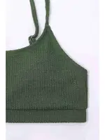 Angelsin Yüksek Bel Özel Kumaş Tankini Bikini Üstü Yeşil farklı açı