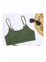 Angelsin Yüksek Bel Özel Kumaş Tankini Bikini Üstü Yeşil görsel 4