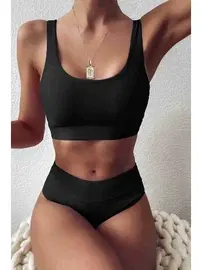 Angelsin Yüksek Bel Şık Bikini Altı Siyah Angelsin MS43458