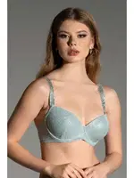 Askıları Taş İşlemeli Double Push Up Sütyen New Bra 9017 Petrol görsel 5