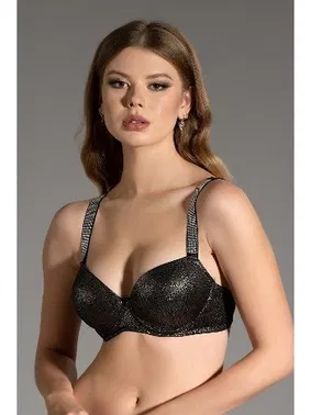 New Bra Lingerie Askıları Taş İşlemeli Double Push Up Sütyen New Bra 9017 - Alternatif Görünüm