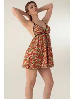 Askılı Desenli Mini Gecelik Miorre 001-001301 Turuncu farklı açı