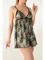 Askılı Desenli Mini Gecelik Miorre 001-001301 Yeşil görsel 7