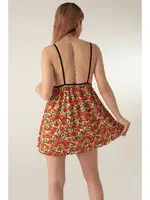 Askılı Desenli Mini Gecelik Miorre 001-001301 Turuncu görsel 4