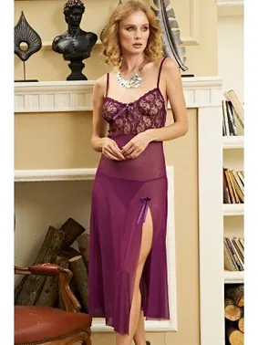 İzabel Askılı Tül Dantel Gecelik Mor Uzun Gecelik İzabel 2012 - Alternatif Görünüm