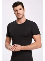 Bambu Yuvarlak Yaka T-shirt İlke 1609 Siyah detay görünüm