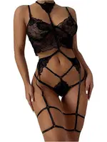 Dantel Harnes Fantazi Jartiyer Takım Bella Notte 16025 Siyah görsel 4