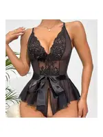 Özel Bölgesi Açık Kuşaklı Siyah Fantazi Gecelik Bella Notte 15037 Siyah farklı açı