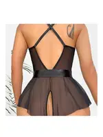 Özel Bölgesi Açık Kuşaklı Siyah Fantazi Gecelik Bella Notte 15037 Siyah görsel 5