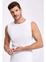 Beyaz Bisiklet Yaka Kolsuz Erkek Atlet Badi İlke 1006 Beyaz