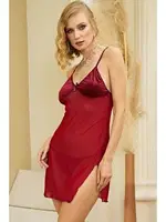Bordo Erotik Gecelik Takım İzabel 1012 Bordo detay görünüm
