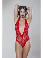 Boyundan Bağlamalı Dantel Fantazi Body Moonlight 9027 Kırmızı