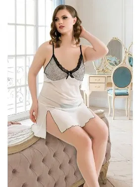 Real Passione Büyük Beden Fantazi Kısa Beyaz Gecelik Real Passion 5316