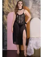 Büyük Beden Siyah Uzun Fantezi Gecelik İzabel 5007 Siyah