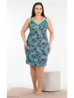 Büyük Beden Tunik Gecelik Yeşil Çiçekli Lady 8727 Yeşil detay görünüm