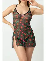 Çiçek Desen Fantezi Askılı Gecelik Phevos 012-002255