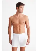 Çift Düğmeli Legend Kom Uzun Erkek Boxer Beyaz