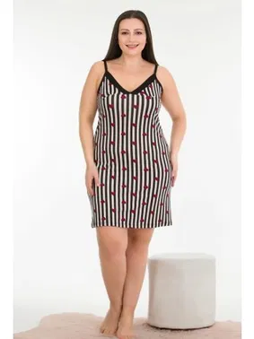 Lady Çizgili Büyük Beden Tunik Elbise Lady 8717 - Alternatif Görünüm