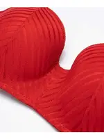 Çizgili Desteksiz Straplez Sütyen NBB 3001 Kırmızı görsel 12