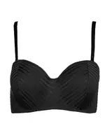 Çizgili Desteksiz Straplez Sütyen NBB 3001 Siyah