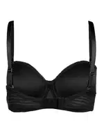 Çizgili Desteksiz Straplez Sütyen NBB 3001 Siyah detay görünüm