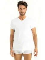 Cotton V Yaka Atlet Q-En 1004 Beyaz farklı açı