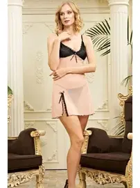 İzabel Dantel Detaylı Fantezi Kısa Gecelik Takımı İzabel 1003