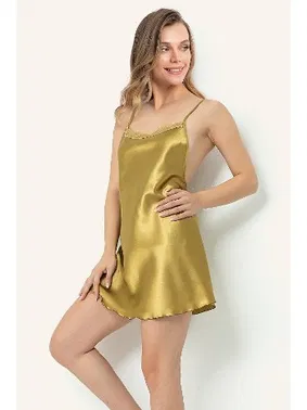 Phevos Dantel Detaylı Saten Gecelik DoReMi 002-001274