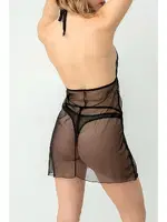 Dantel Göğüs Dekolteli Gecelik Takım Phevos 012-010059 Siyah görsel 4