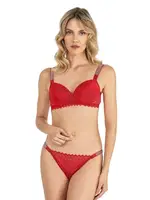 Dantelli Taşlı Boş Cup Sütyen Takım Fabony 4221 Kırmızı farklı açı