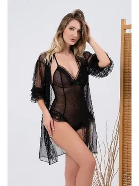 NBB Dantelli Transparan Siyah Sabahlık Body Takımı NBB 3172