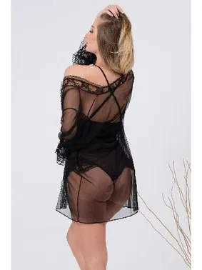 NBB Dantelli Transparan Siyah Sabahlık Body Takımı NBB 3172 - Alternatif Görünüm