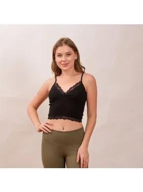 Defnem Dantel Yaka Pedli Askılı Kadın Crop Defnem 8112 - Alternatif Görünüm