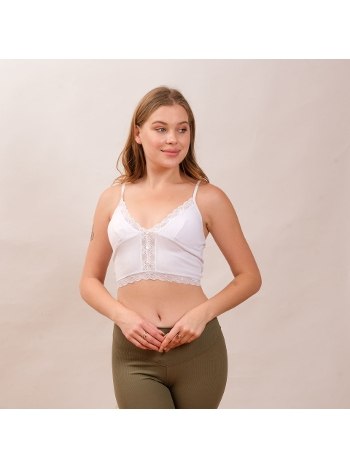 Pedli İnce Askılı Dantelli Crop Defnem 8114