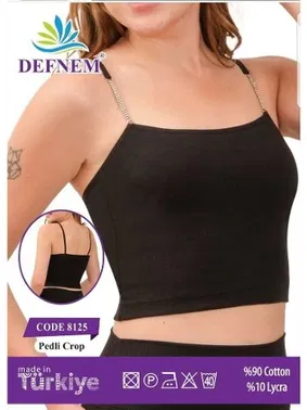 Defnem İnce Askılı Taşlı Pedli Crop Defnem 8125