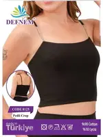 İnce Askılı Taşlı Pedli Crop Defnem 8125 Siyah