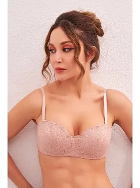 NBB Desenli Askılı Vizon Straplez Desteksiz Sütyen NBB 30007