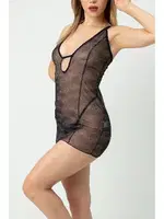 Desenli Göğüs Dekolteli Gecelik Phevos 012-002214 detay görünüm