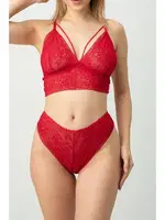 Dolgusuz Hazel Dantel Bralet Takım DoReMi 002-001602 Kırmızı görsel 5
