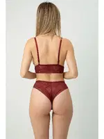 Dolgusuz Hazel Dantel Bralet Takım DoReMi 002-001602 Bordo detay görünüm