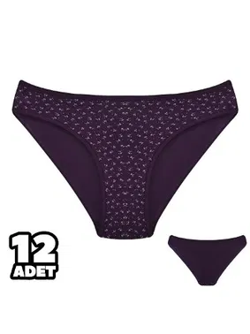 Dondeza 12 Adet Mor Desenli Kadın Bikini Külot Dondeza 101-129