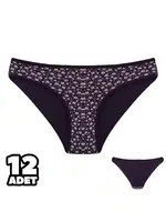 Mor Çiçekli Kadın Bikini Külot 12'Li Dondeza 101-130 Mor