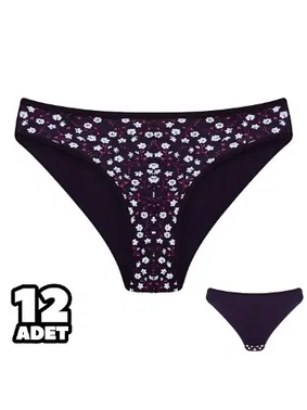 Dondeza Mor Çiçekli Kadın Bikini Külot 12Li Dondeza 101-131