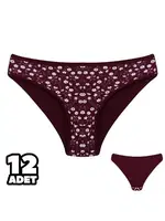 Çiçek Desenli Bayan Bikini Külot 12Li Dondeza 101-133 Bordo